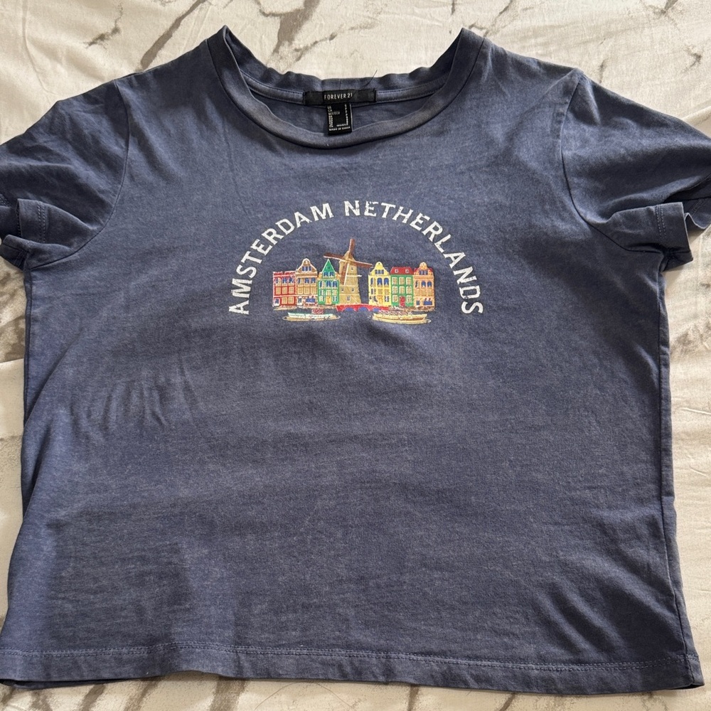 Forever 21 Blue Amsterdam Graphic Tee